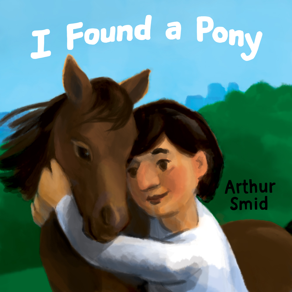 An eight-year-old girl hugs a pony.